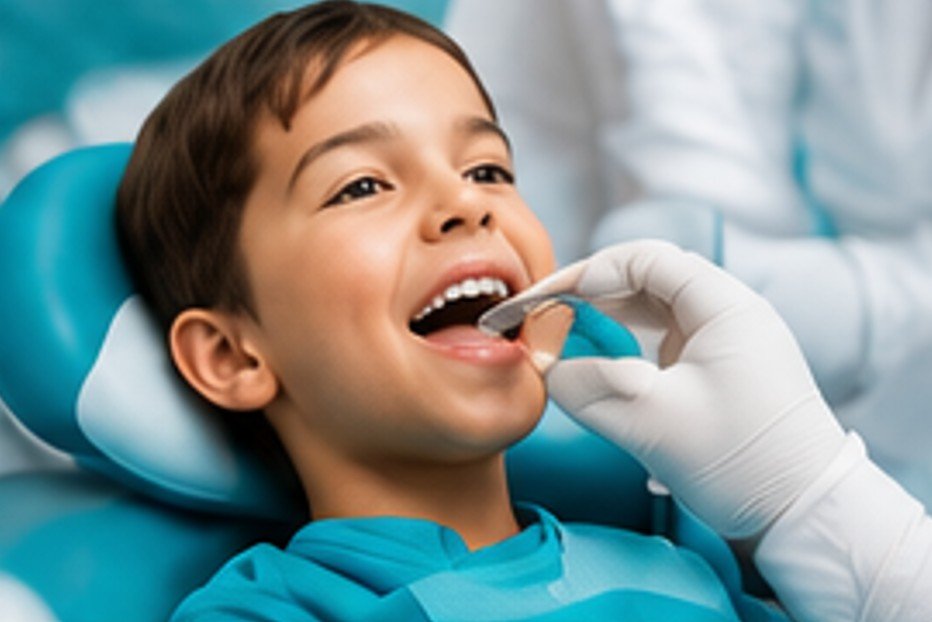 Child at dental checkup